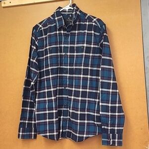 Wind River Size M Blue Plaid Flannel Button Down Shirt